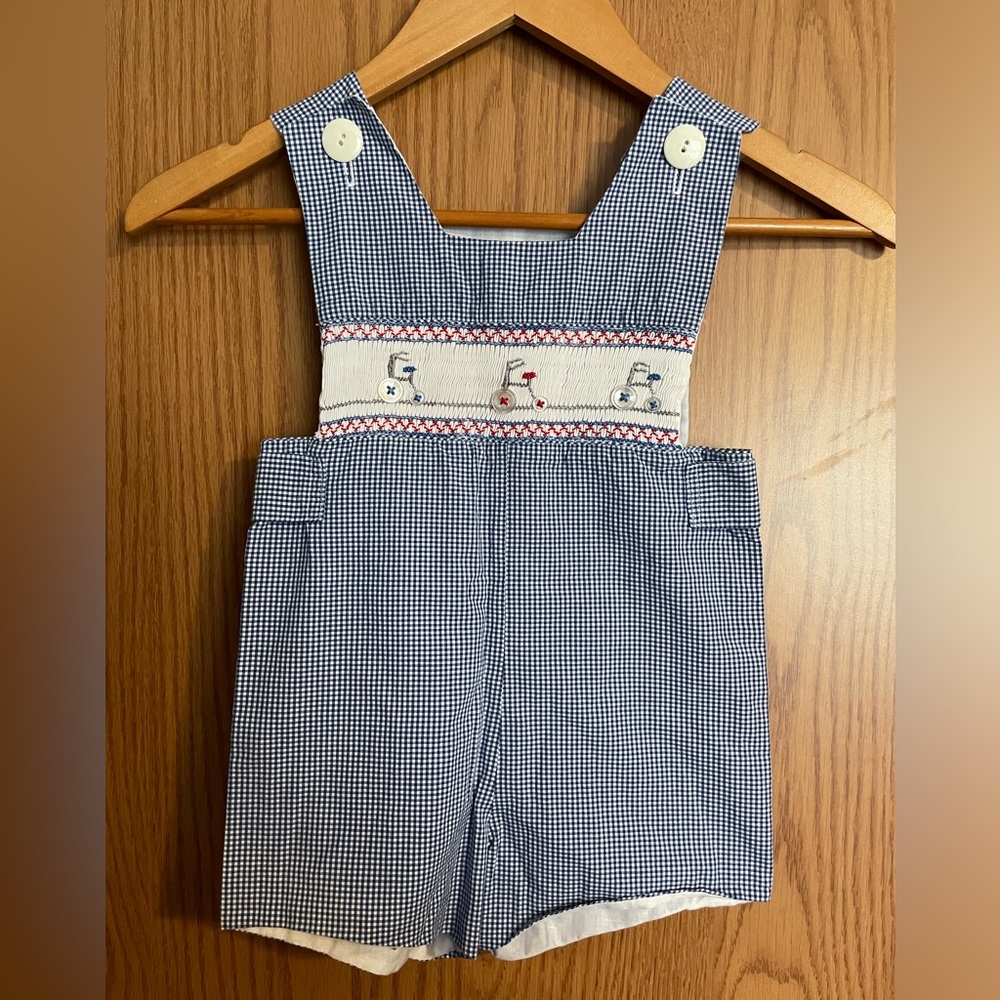 Vintage handmade blue gingham bicycle decal jon jon johnny